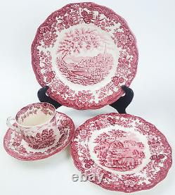 Royal Worcester 1790 Avon Scenes Red Staffordshire Transferware Dishes Plates ++