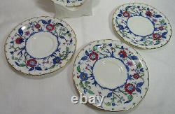 Royal Worcester 1938 BLUE CHELSEA 4 Cream Soup Bowls/Plates Fide Et Fiducia