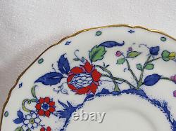 Royal Worcester 1938 BLUE CHELSEA 4 Cream Soup Bowls/Plates Fide Et Fiducia