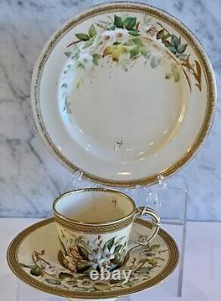 Royal Worcester 3 pc Set Trembleuse Cup Saucer Plate c. 1880