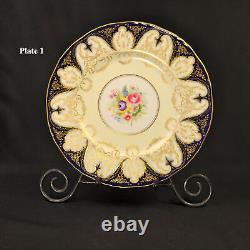 Royal Worcester 4 Dinner Plates 10 1/2 HandPainted Dark Cobalt withGold 1940-1941