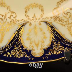 Royal Worcester 4 Dinner Plates 10 1/2 HandPainted Dark Cobalt withGold 1940-1941