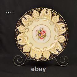 Royal Worcester 4 Dinner Plates 10 1/2 HandPainted Dark Cobalt withGold 1940-1941