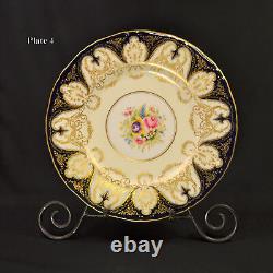 Royal Worcester 4 Dinner Plates 10 1/2 HandPainted Dark Cobalt withGold 1940-1941