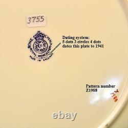 Royal Worcester 4 Dinner Plates 10 1/2 HandPainted Dark Cobalt withGold 1940-1941