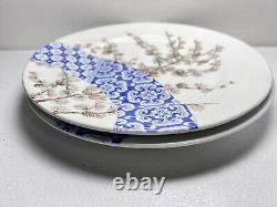 Royal Worcester Aesthetic Blue Dinner Plates SET 2 ANTIQUE 1884 Pine Cone RW102