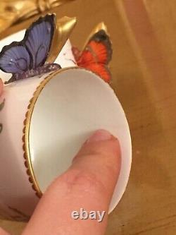 Royal Worcester Aesthetic Movement 2 Small Cups Set Butterfly Handle 1880 READ