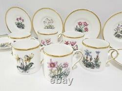 Royal Worcester Alpine Flowers Demitasse Cup & Saucer Set of 6