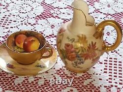 Royal Worcester Antique, Miniature Tea Set, And Blush Ivory Jug, Signed