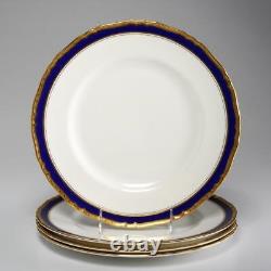Royal Worcester Aston Cobalt Blue Gold Dinner Plates 10.75 Vintage 4pc Set C