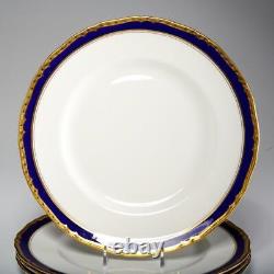 Royal Worcester Aston Cobalt Blue Gold Dinner Plates 10.75 Vintage 4pc Set F