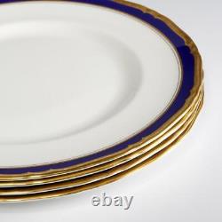 Royal Worcester Aston Cobalt Blue Gold Dinner Plates 10.75 Vintage 4pc Set F
