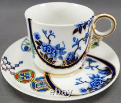 Royal Worcester B315 Cobalt & Multi Color Aesthetic Coffee Cup & Saucer C 1878 B