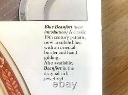Royal Worcester BEAUFORT BLUE BLEU PLATINUM TRIM Tea Set 38 pieces ENGLAND