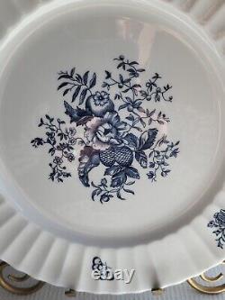 Royal Worcester BLUE SPRAYS, Swirl Rim, Dinner Plate, 10 1/2 Set of 8