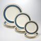 Royal Worcester Belvoir Blue Gold White Bread Salad Dinner Plates 4 Sets 12p Lot