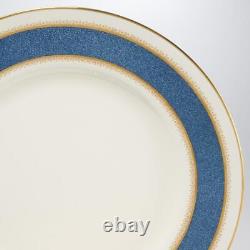 Royal Worcester Belvoir Blue Gold White Bread Salad Dinner Plates 4 Sets 12p Lot