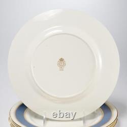 Royal Worcester Belvoir Blue Gold White Bread Salad Dinner Plates 4 Sets 12p Lot