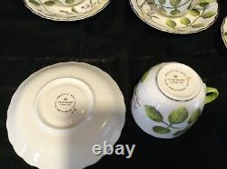 Royal Worcester Blind Earl Raised-Scalloped-Gold 4 Coffee Cups & Saucers
