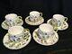 Royal Worcester Blind Earl Raised-Scalloped-Gold 5 Demitasse Cups & Saucers
