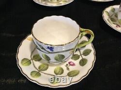 Royal Worcester Blind Earl Raised-Scalloped-Gold 5 Demitasse Cups & Saucers