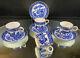 Royal Worcester-Blue Willow B 389-Set of (4) Cups and Saucers-Lovely-BUY IT