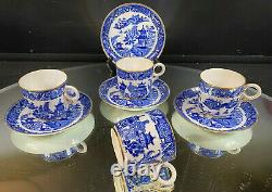 Royal Worcester-Blue Willow B 389-Set of (4) Cups and Saucers-Lovely-BUY IT