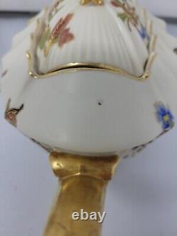 Royal Worcester Blush Ivory Floral Ridged Gold Overlay Teapot, Sugar & Creamer