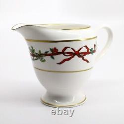 Royal Worcester Bone China'Holly Ribbons' Creamer & Covered Sugar Bowl Set