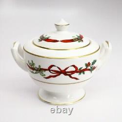 Royal Worcester Bone China'Holly Ribbons' Creamer & Covered Sugar Bowl Set