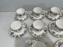 Royal Worcester Bone China Porcelain Sylvan Pattern Set of 10 Cups & Saucer