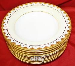 Royal Worcester Bone China Raised Gold Encrusted Rimmed Soup Bowls Set Of 10