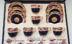 Royal Worcester Boxed Fruit Coffee Set With Spoons Signed W Bee