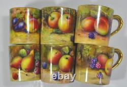 Royal Worcester Boxed Fruit Painting Demitasse Set 1925
