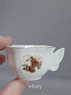 Royal Worcester Butterflies Pattern Butterfly Handle Miniature Cup & Saucer 1982