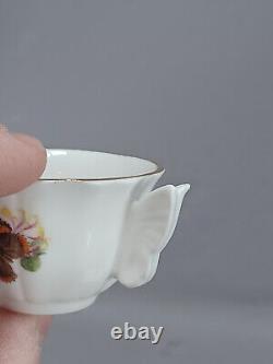 Royal Worcester Butterflies Pattern Butterfly Handle Miniature Cup & Saucer 1982