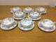 Royal Worcester Chevy Chase Blue Cream Soup Bowl & Saucers (8 Sets) Excellent