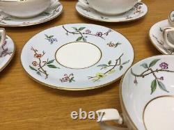 Royal Worcester Chevy Chase Blue Cream Soup Bowl & Saucers (8 Sets) Excellent