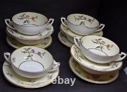 Royal Worcester Chevy Chase Yellow Cream Soup Bowls & Saucers Set of 14