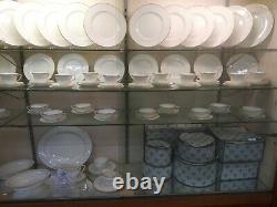 Royal Worcester China Concerto White Embossed Floral 12 Place Settings 88 Pcs