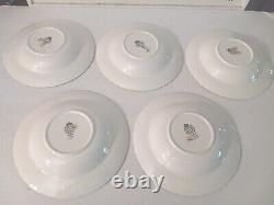 Royal Worcester China Lavinia White Set of 5 Rimmed Soup Bowls Mint Z 2821
