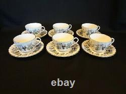 Royal Worcester China Lavinia White Set of 6 Coffee Cups and Saucers