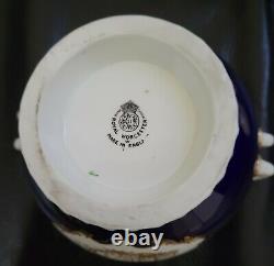 Royal Worcester Cobalt Gold Teapot Service Set Beaded Edge Creamer Sugar Bowl