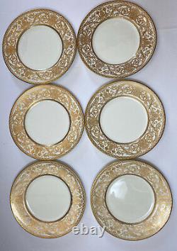 Royal Worcester Embassy Gold White 10.25 Dinner Plates Set of 12