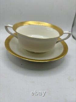 Royal Worcester England Bone China Cream Soup Cups with Saucers 11 Sets