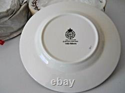 Royal Worcester England Holly Ribbons (8) Salad Plates with Case-1st Retired