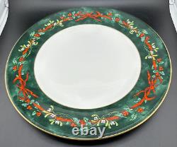 Royal Worcester England Holly Ribbons Green Set Of 12 Dinner Plates