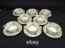 Royal Worcester England Hollywood Set of 8 Cream Soups with Saucers Bone China