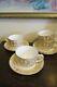 Royal Worcester England Hyde Park Porcelain Set Of 4 Tea Cup And Saucer Gold