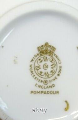 Royal Worcester England Pompadour Cream & Sugar Gold